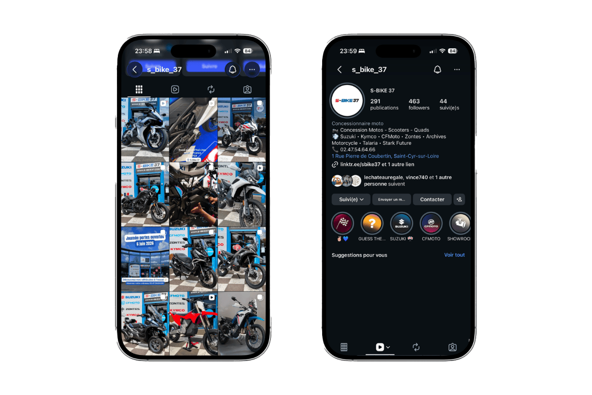 Mockup Réseaux Sociaux Sbike Gestion Réseaux Sociaux concessionnaire Sbike