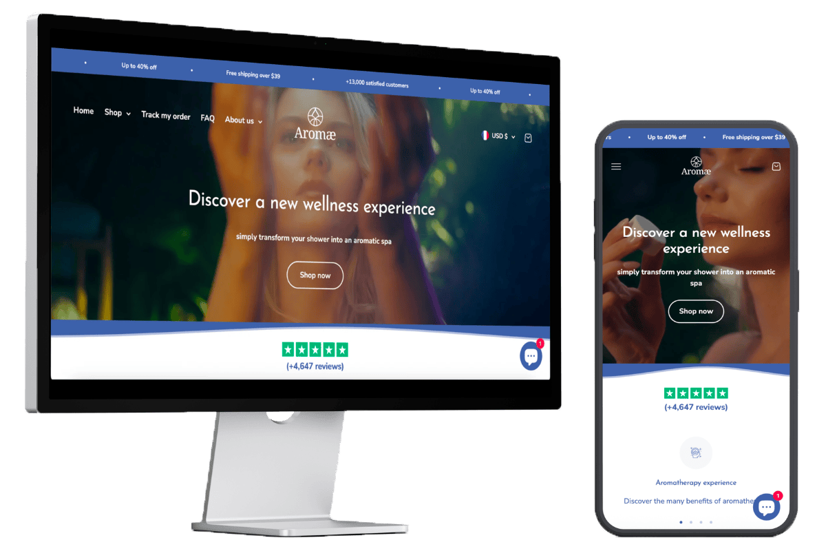 Mockup Site web Aromae Site web e-commerce Aromae