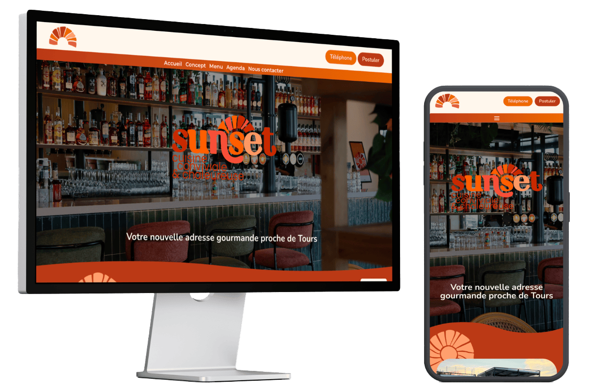 Site web Sunset Création de site web pour restaurant & bar Sunset Sorigny